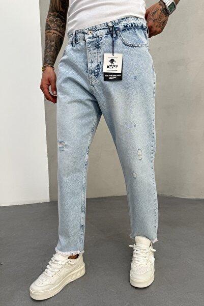 MADZEYMODA Μπλε τζιν παντελόνι - Ύφασμα τζιν που πλένεται, Boyfriend Aestheti...