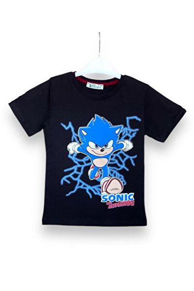 LİTTLE TORTOİSE Erkek Çocuk Sonic Baskılı Bisiklet Yaka Tişört Cepli Şortlu Takım