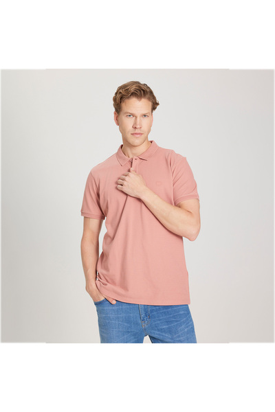 WRANGLER Ανδρικό μπλουζάκι πόλο σε ροζ χρώμα