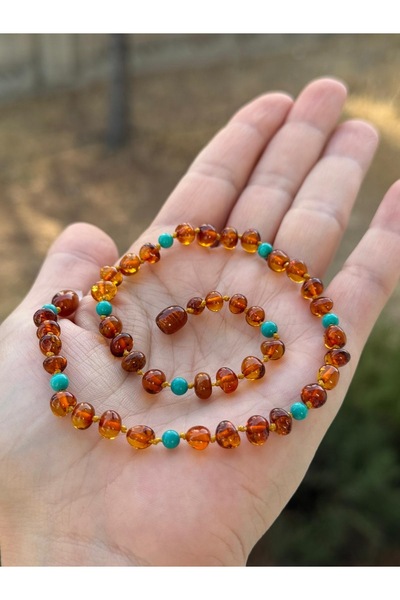 KEHRİBAREVİ KARAMAN Kehribar Kolye Nazar Boncuklu Sertfikalı Baltık Damla Keh...