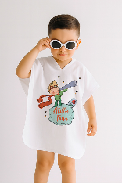 Lilabio İsme Özel %100 Pamuk Müslin Kapüşonlu Erkek Çocuk Panço Bornoz Küçük ...