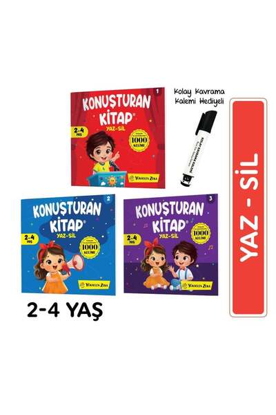 yükselen zeka Konuşturan Kitap Serisi (2-4 Yaş) Yaz-Sil Kitaplar