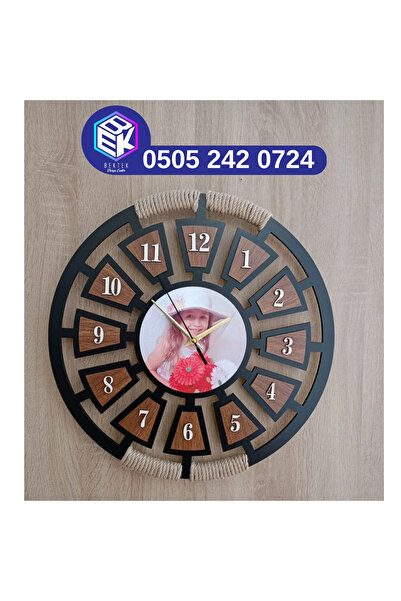 BekTek ÖĞRETMENLER GÜNÜNE ÖZEL Resimli Kişiye Özel Ahşap Sessiz Duvar Saati-5 Mm Kalın Malzeme