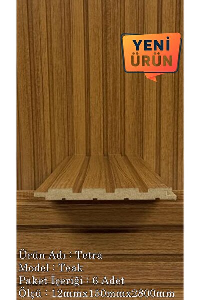 BAKİ AHŞAP Mdf Duvar Paneli Duvar Cnc İşleme Dekoratif Duvar Paneli TEAK 12MM...