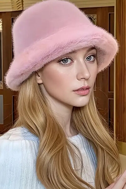 CAŞ DEKORASYON Pink Color Plush Hat
