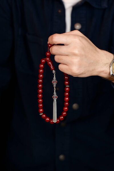 dergah tesbih Şahin Ağa Osmanlı Serisi Gümüş TasarımYeni Sıkma Kehribar