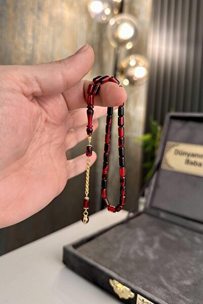 dergah tesbih 14 Ayar Altın Püsküllü Hareli Bilek Boy Sıkma Kehribar