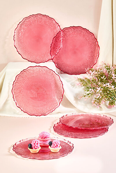 Lora Bianca Tapestry 6 Piece Cake Serving Plate Set