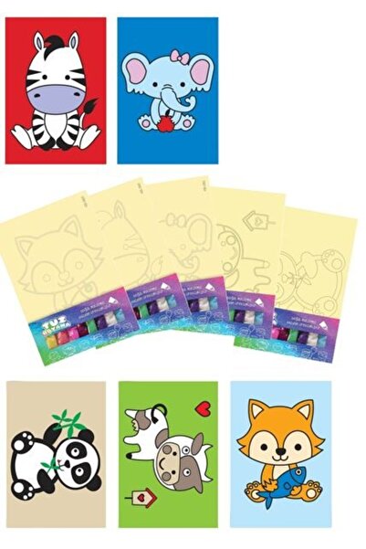 Artikel Hayvanlar -2 Tuz Boyama Oyunu 5 li Set -2 , Eğitici Aktivite , Kum Bo...