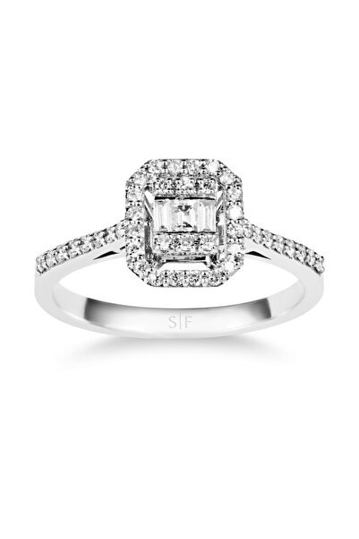 Sandra Ferretti Inel din Aur Alb de 14K cu Diamante de 0.32 Carate