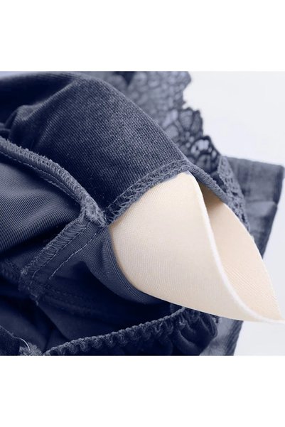 moda4b Velvet Lace Navy Blue Four-Piece Nightgown Dressing Gown Set Navy