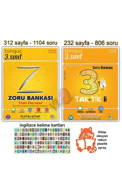 Tonguç Yayınları 3. Sınıf Zoru Taktikli Soru Bankası Tüm Dersler İngilizce Ka...