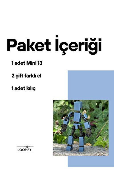 Loopify Mini 13 Aksiyon Figürü Robot Oyuncak 8cm Gri
