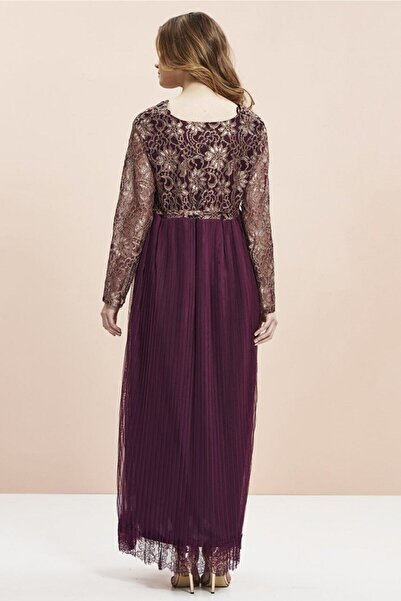 Genel Markalar Kadın Bordo Degaje Yakalı Abiye Hamile Elbise