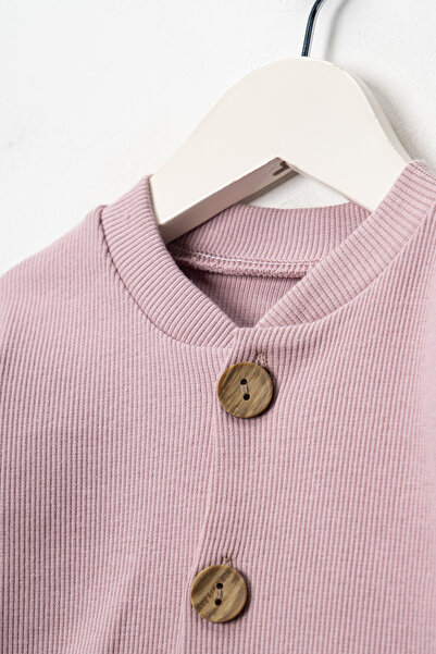 DIMPLE BABY Solid Color Buttoned Beret 2-Piece Jumpsuit Set