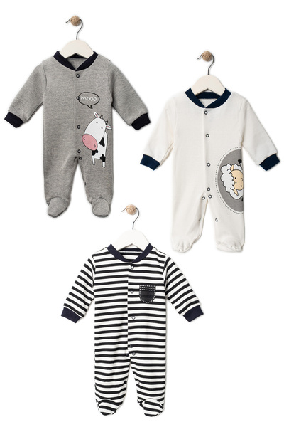 Pırlanta baby Yeni Doğan 3 Parça Kuzu İnek Tulum Seti Bebek Hediyelik