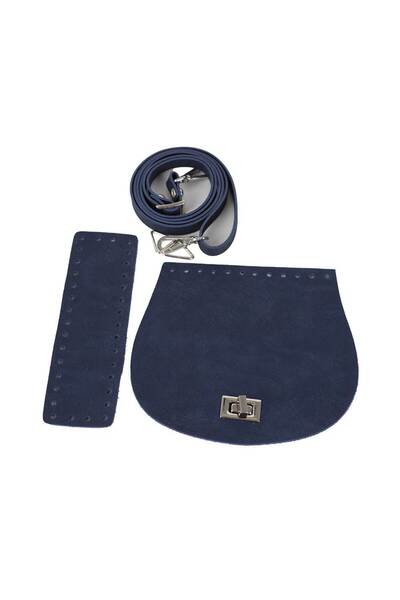 Ritzz Premium Quality Faux Leather Bag Cover Set with Base - Navy Blue Color - Silver Hardware