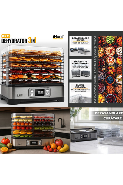 iHunt Bro 3 in 1 food dehydrator, 250 W, 12L, 5 trays