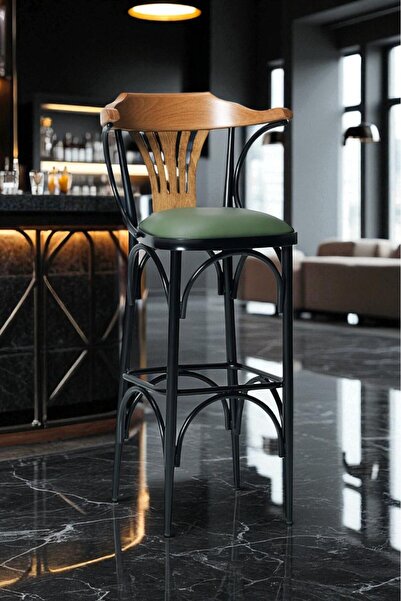 fursimo Denge Serisi 1 Adet 65 Cm Yeşil Ada Mutfak Bar Sandalyesi Suni Deri S...