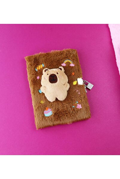 Gift Moda Capybara Plush Cover Locked Diary Notebook
