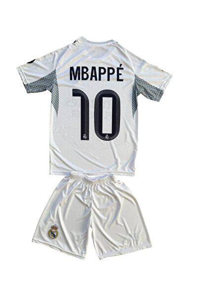 TETYS 2025-2026 Season Kids Jersey Set of 2 Turf Field Jersey White Color .Re.Al M.Ad.Rid Kaylian M’Bab-Be