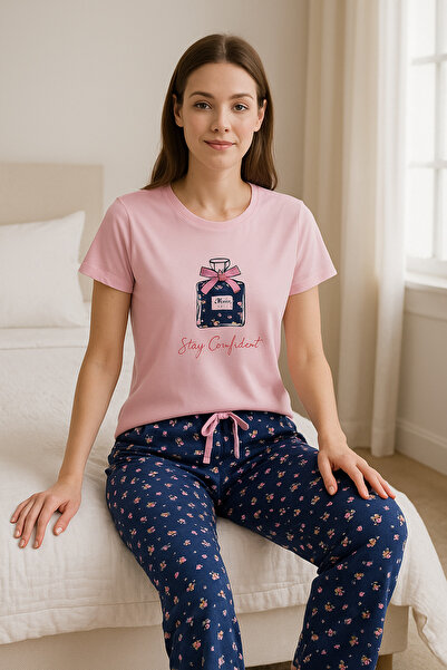 Aydoğan Kadın Kısa Kollu Pembe Viskon Pijama Takım 240958