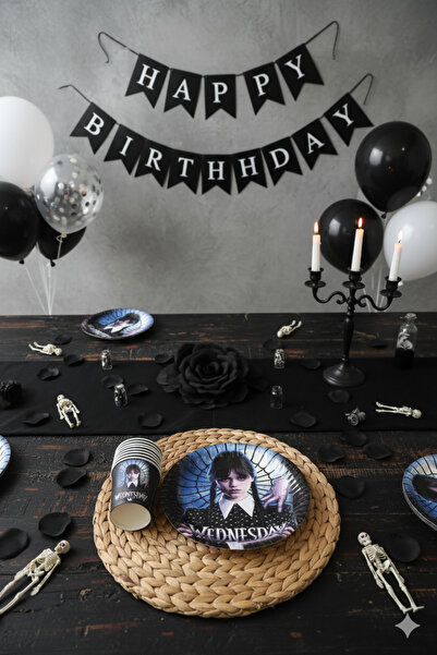 Deniz Party Store Wednesday Doğum Günü Karton Tabak Bardak 8 Kişilik