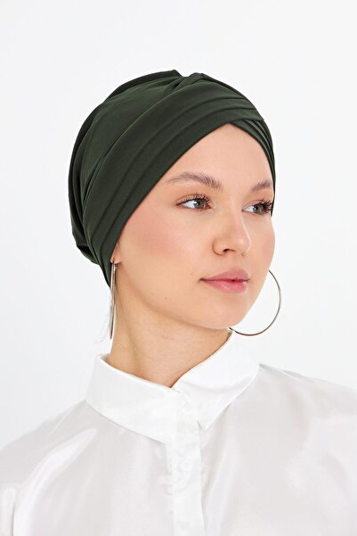 HÜRREM BONE حجاب كاكي عملي جاهز للارتداء قماش رملي ثلاثي الصليب 1803_09