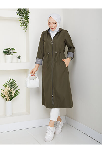 RACE FASHİON Çizgili Bondit Kumaş Su Geçirmez Trençkot 120 cm Rc5010