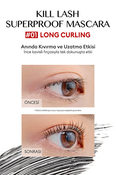 CLIO Kalıcı, Uzun, Kıvrık Kirpik Etkisi Veren Maskara CLIO Kill Lash Superproof Mascara (01 Long Curling)
