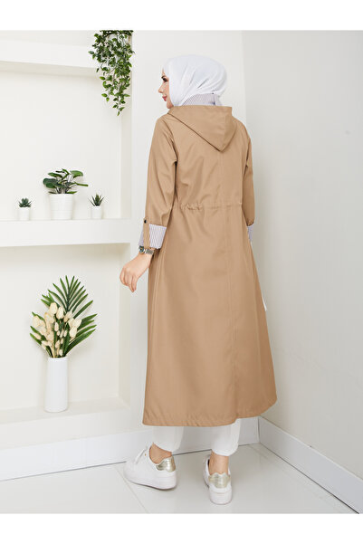 RACE FASHİON Çizgili Bondit Kumaş Su Geçirmez Trençkot 120 cm Rc5010