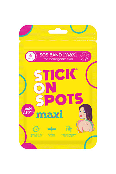 Stick On Spots SOS Akne Bandı Maxi 6'lı Büyük Boy Hidrokolloid Bant Yüz ve Vücut Akne Karşıtı Şeffaf Bant