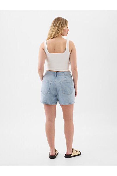 GAP Kadın Açık Mavi 4" High Rise Denim Utility Şort