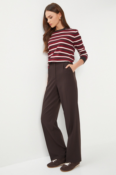 Lovelyİstanbul Pensli Pleated Polyviscose Trousers Lgp0021 Brown