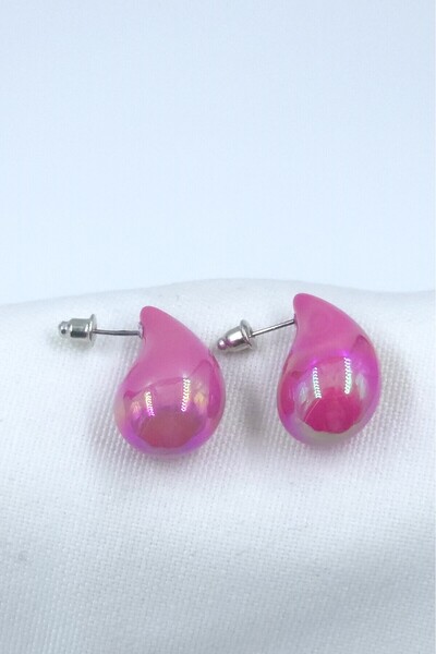Tajemny Bottega Style Pink Color Iconic Drop Earrings – Modern and Stylish Design