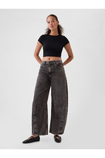 GAP Kadın Siyah High Rise Horseshoe Jean Pantolon