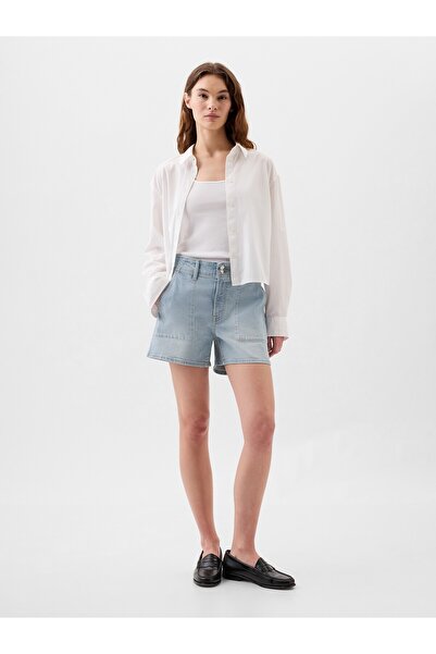 GAP Kadın Açık Mavi 4" High Rise Denim Utility Şort