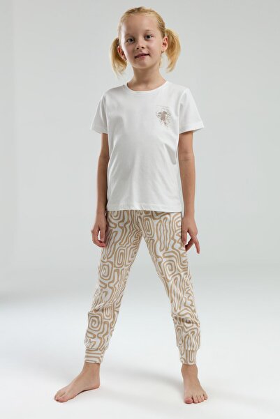 Arnetta 3303 Costum de pijama cu mâneci scurte pentru fetiță, cu model, cu pantaloni scurți