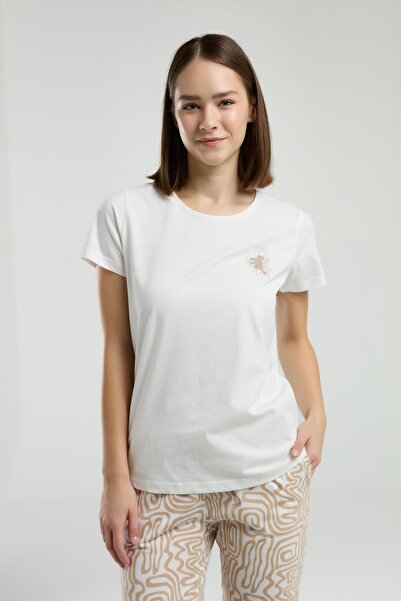 Arnetta 3303 Жіночий піжамний комплект з коротким рукавом та візерунком у вигляді велосипедного коміра