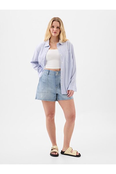 GAP Kadın Açık Mavi 4" High Rise Denim Utility Şort