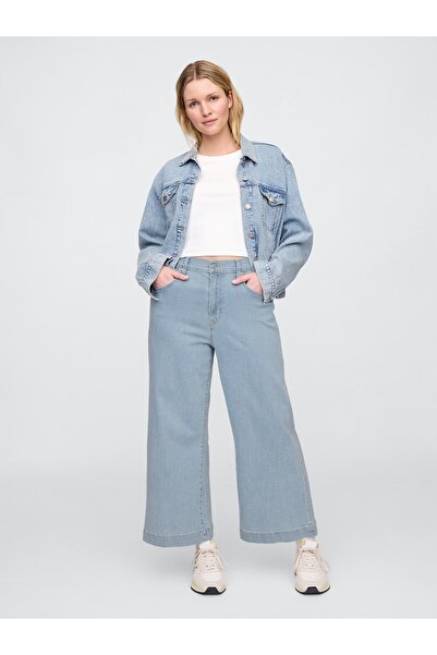 GAP Kadın Mavi Wide Leg Jean Pantolon