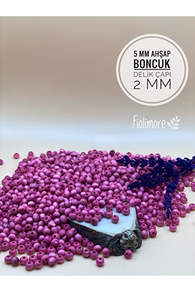 Fiolimore Mărgele din lemn roz de 5 mm (25 grame 315 bucăți) Diametrul găurii...