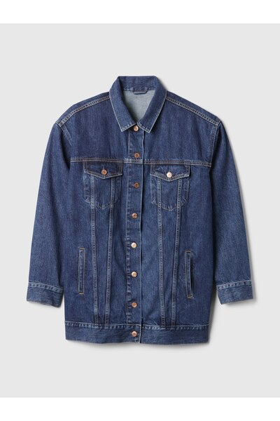 GAP Kadın Koyu Mavi Oversized Icon Denim Ceket