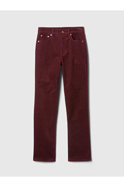 GAP Kadın Bordo High Rise Corduroy '90s Straight Pantolon