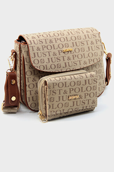 Just Polo Yeni Sezon Kolon Askılı 4 Bölmeli Vizon Taba Kadın Omuz Çantası ve ...
