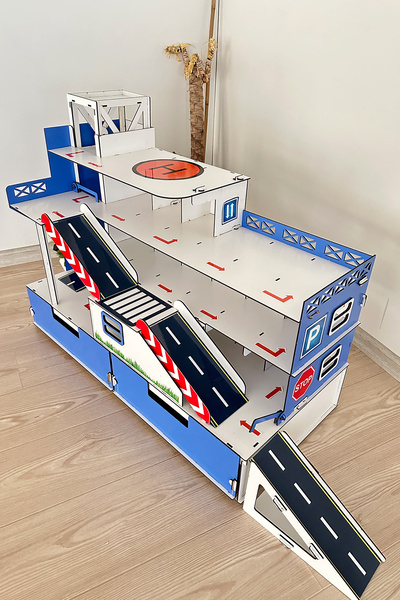 Onix Home Asansörlü Premium Büyük Oyuncak Araba Garajı, Çocuklar İçin Kendin Yap Park ve Garaj