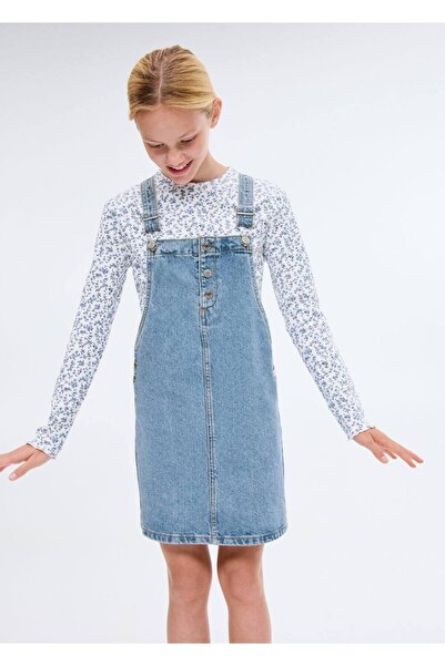 MANGO Kids Short Denim Gilet Dress