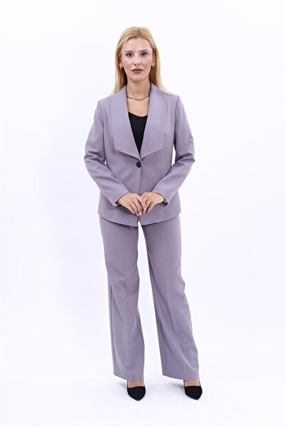 ÖNDER ÖZSOY Amerikan Yaka Klasik Ceket & Bol Paça Pantolon-Antrasit