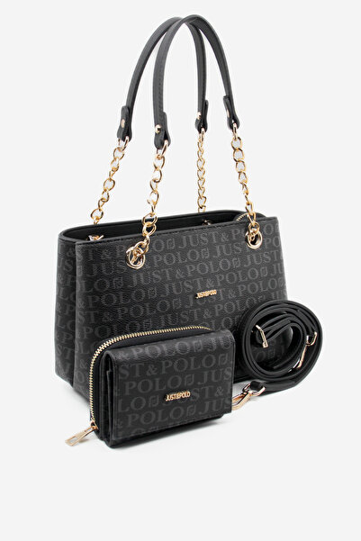 Just Polo مجموعة حقيبة ومحفظة رمادية للموسم الجديد للسيدات