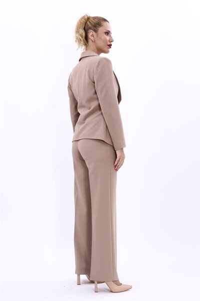 ÖNDER ÖZSOY Amerikan Yaka Klasik Ceket & Bol Paça Pantolon-Taş